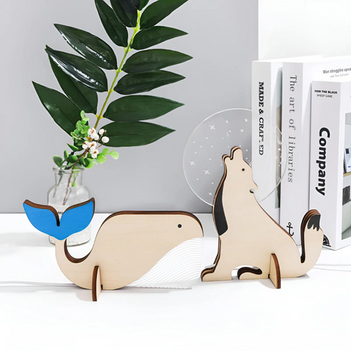 AuroraWood Wood and Acrylic LED Night Light for Warm Bedroom Glow