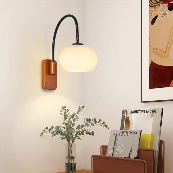Bauhaus-væglampe i roterende glas i khaki - justerbart design