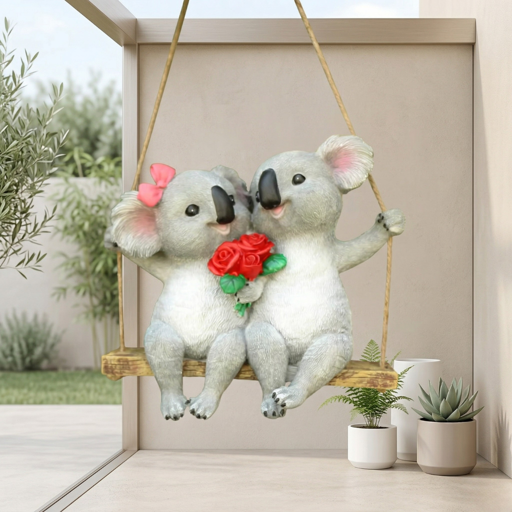 Koala Garden Swing Figurine — 4.5-Inch Miniature Sculpture