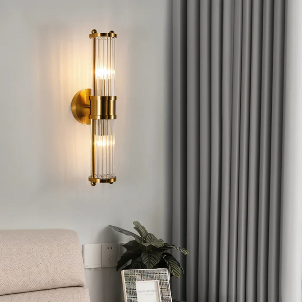 Aurelia LED Wall Light With Crystal Glass And Copper Accents