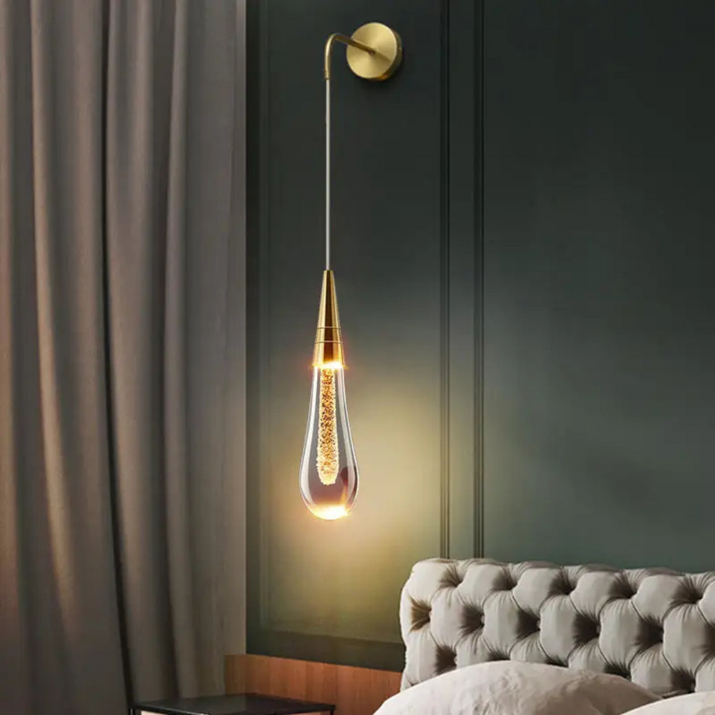 Astraeon Crystal Glass Frame Wall Light With Metal Frame For Living Room