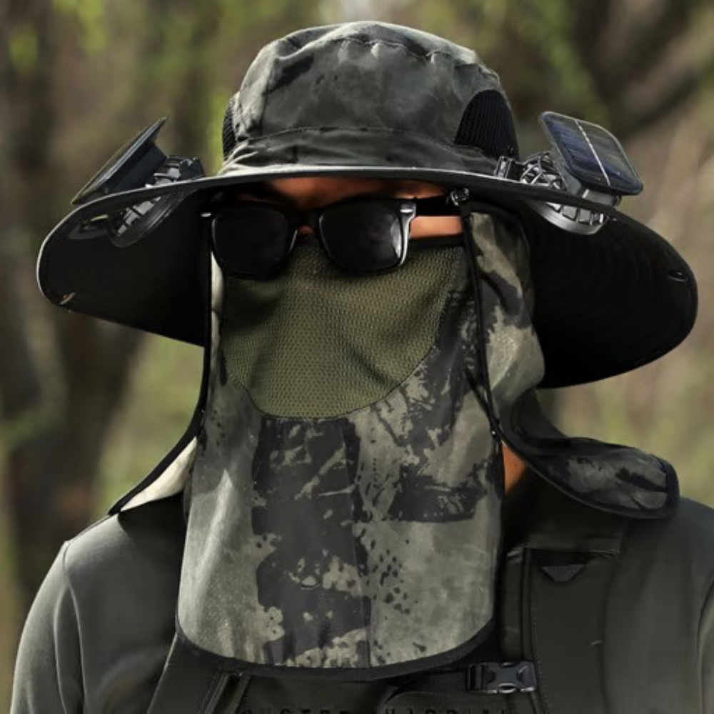 Solar Powered Hat — Dual Cooling Fans, Three Speed Settings