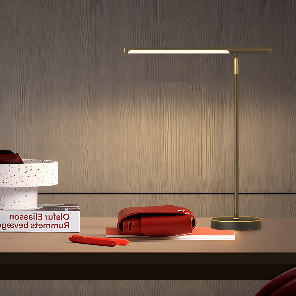 Lampada da scrivania lineare in ottone e rame con LED - Direzione della luce regolabile