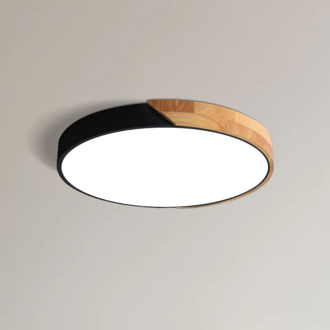 Wood Ceiling Light — Scandinavian Style, Warm LED Glow