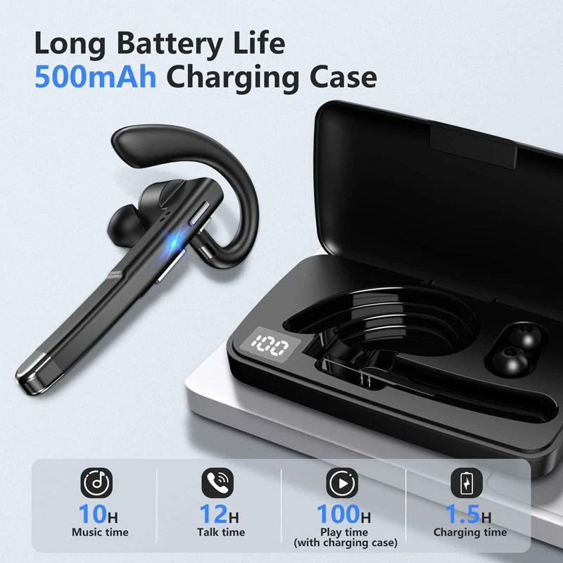 Trucker Dual Mic Wireless Bluetooth 5.1 Noise-Cancelling Headset | Earpiece with Superior Sound Quality & Comfort | Filindra