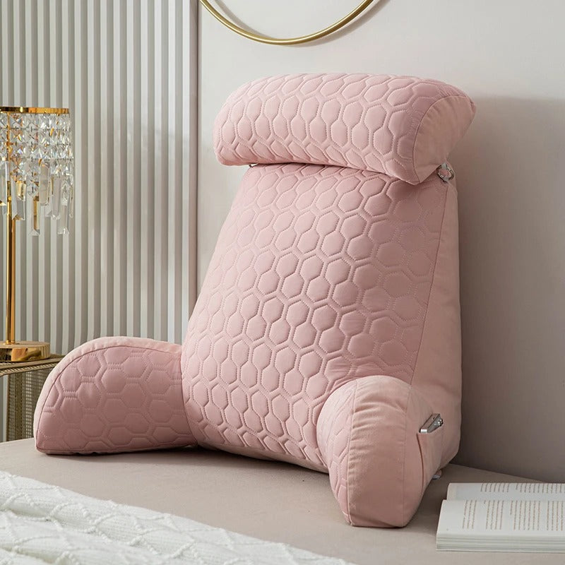 Ergonomisk läskudde med ryggstöd, armstöd och nackstöd