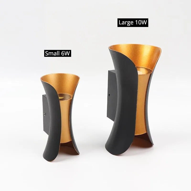 モダン曲線LED屋外壁掛け灯 – 壁取付け器具 中庭／パティオ用 - Flindria