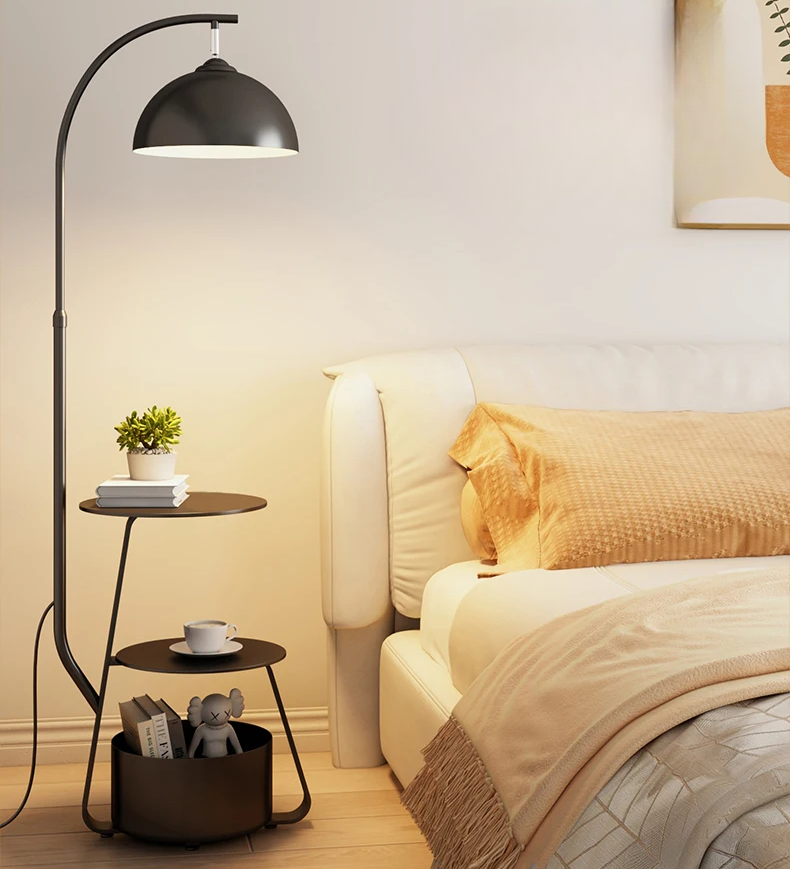Deretia Nordic Glow Floor Lamp With Built-In Storage For Living Rooms