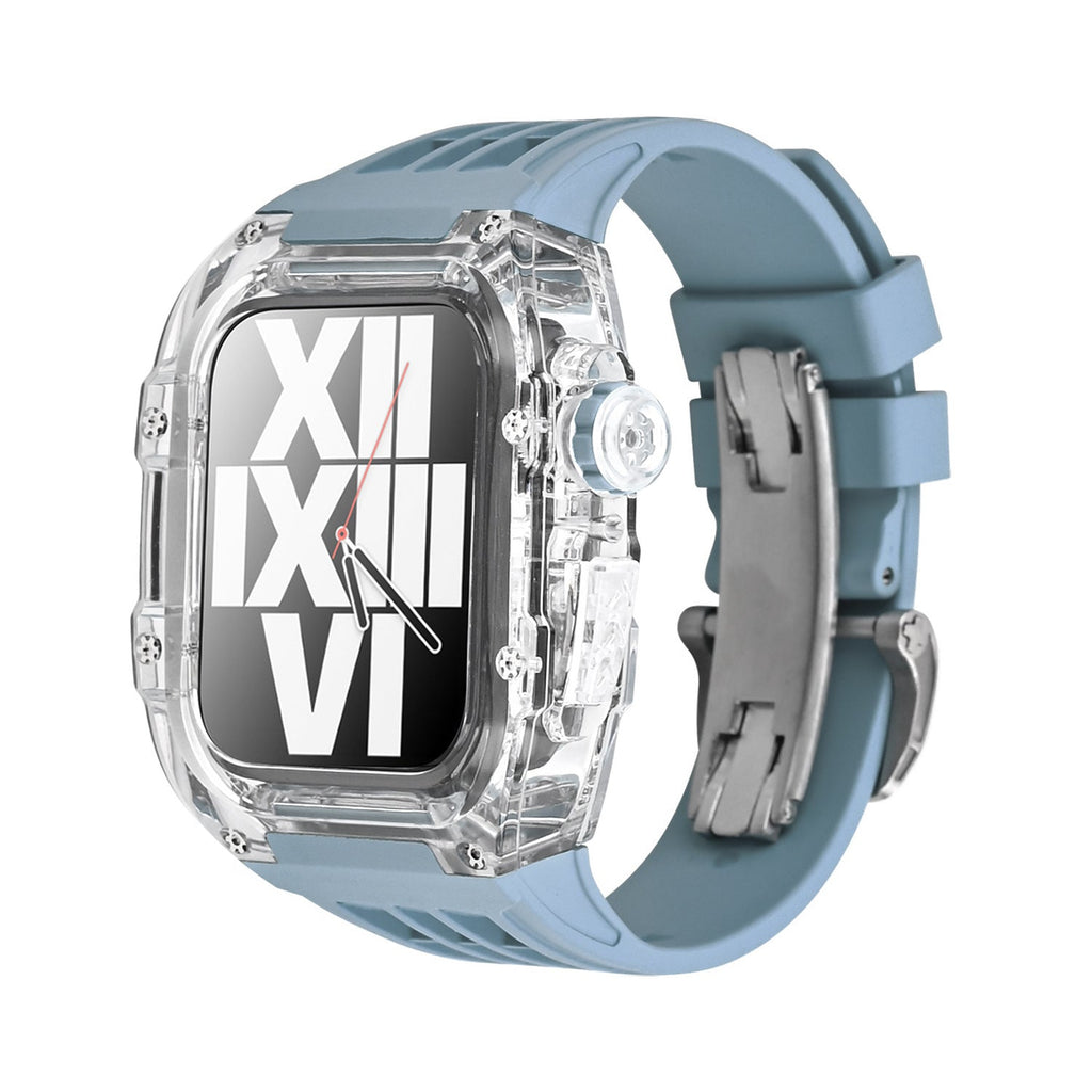 Transparentes Apple-Watch-Schutzgehäuse der RM-V30-Glacier-Serie mit Fluorkautschukarmband