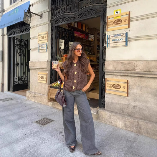 Gilet tricoté épais sans manches