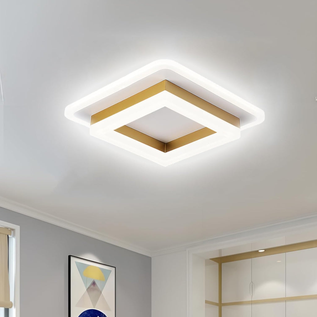 Modern Square Flush Mount LED Ceiling Light — Metal Housing, Acrylic Panel