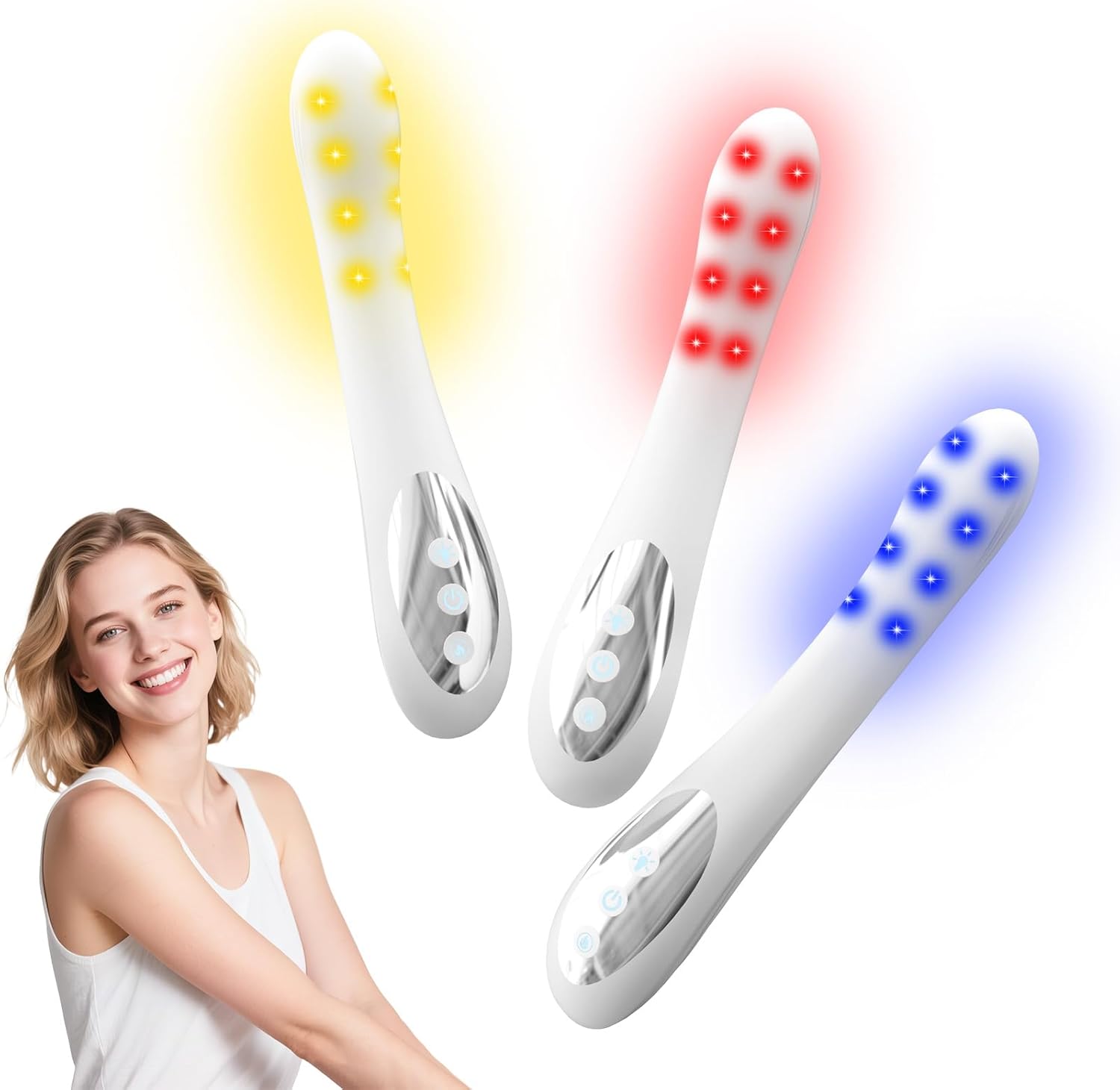 Intimate Wellness Light Therapy Device — Red, Blue, Yellow Light Settings and Gentle Warming
