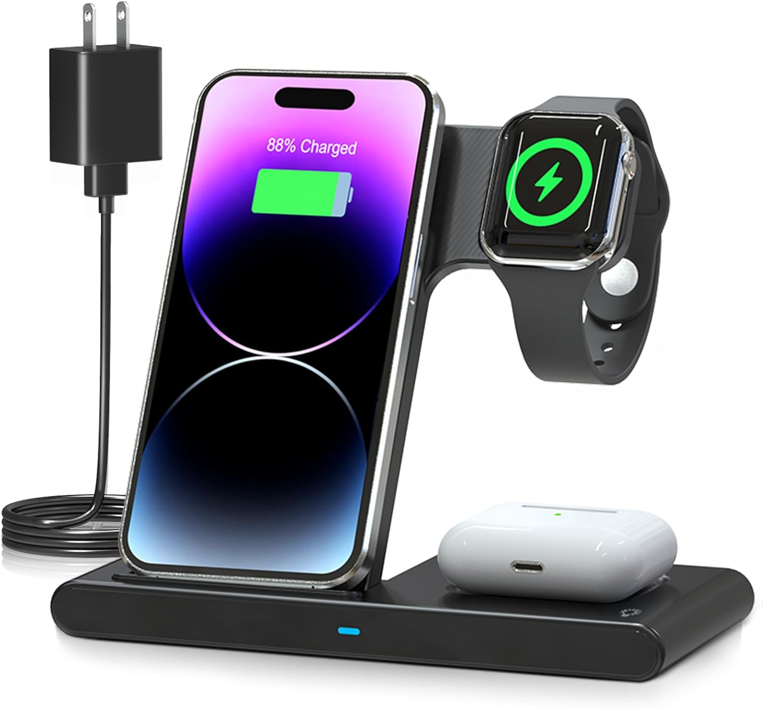 3 IN 1 Wireless Fast Charger Stand For iphone Watch And Airpod | Filindra