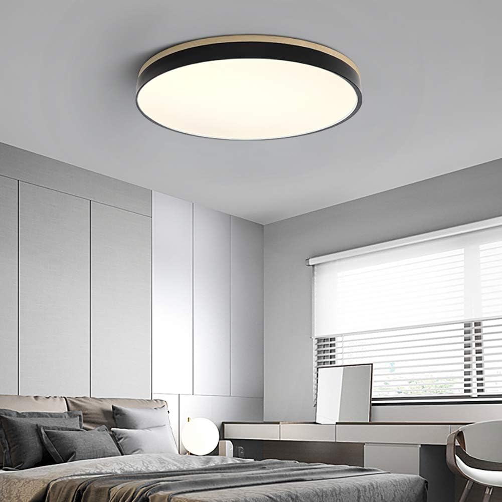 Scandinavian Wooden LED Ceiling Light — Round Dimmable Design, Warm Glow, Acrylic Trim