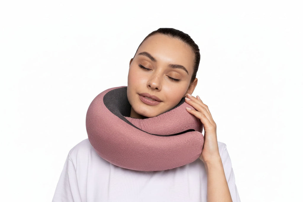 Memory Foam Travel Neck Pillow — Ergonomic Contour Fit, Compact Carry Size