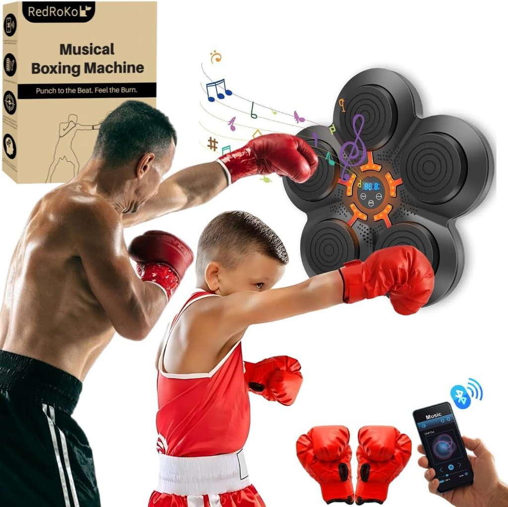 Smart musikboksemaskine — Bluetooth, hastighedskontrol, boksehandsker til voksne
