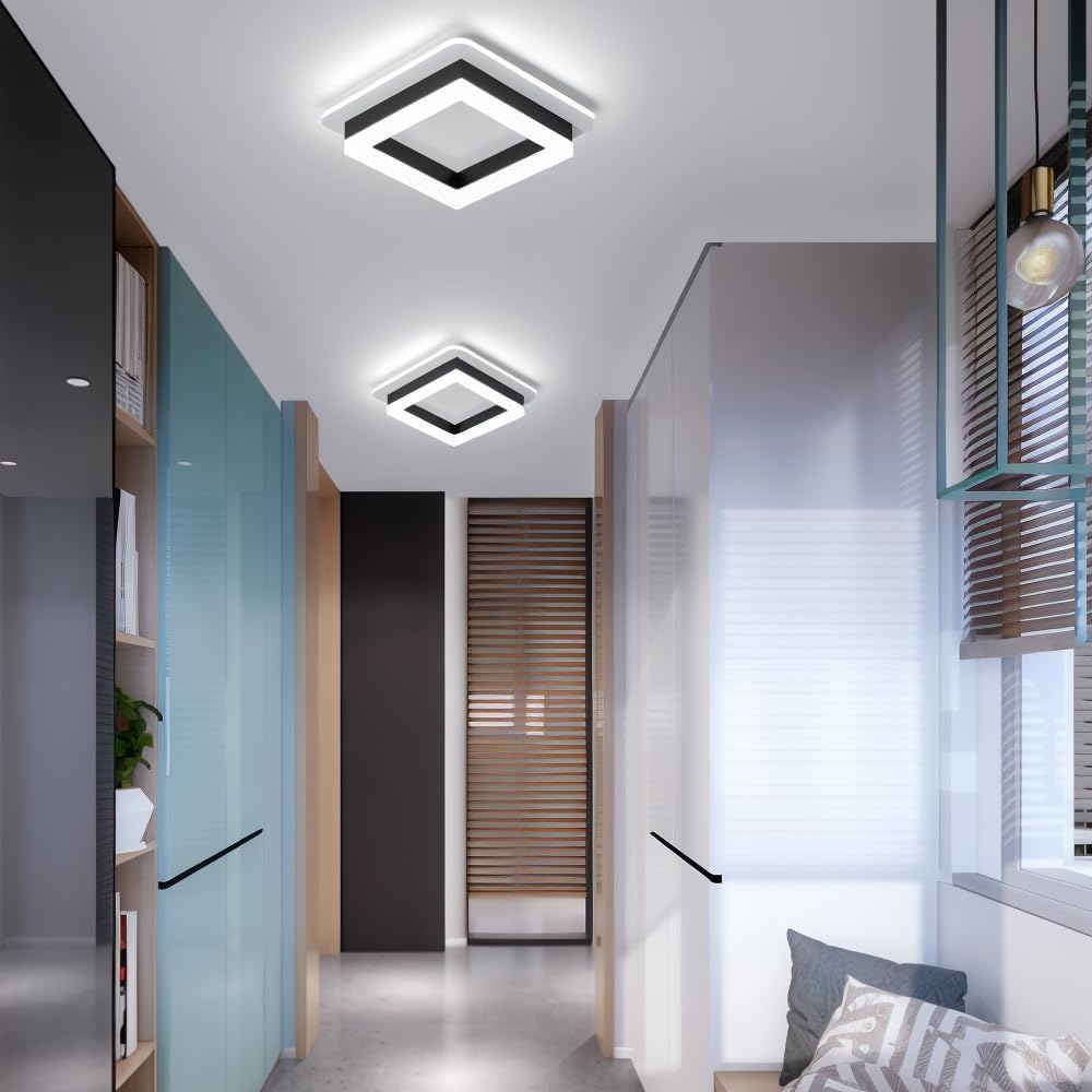 Modern Square Flush Mount LED Ceiling Light — Metal Housing, Acrylic Panel