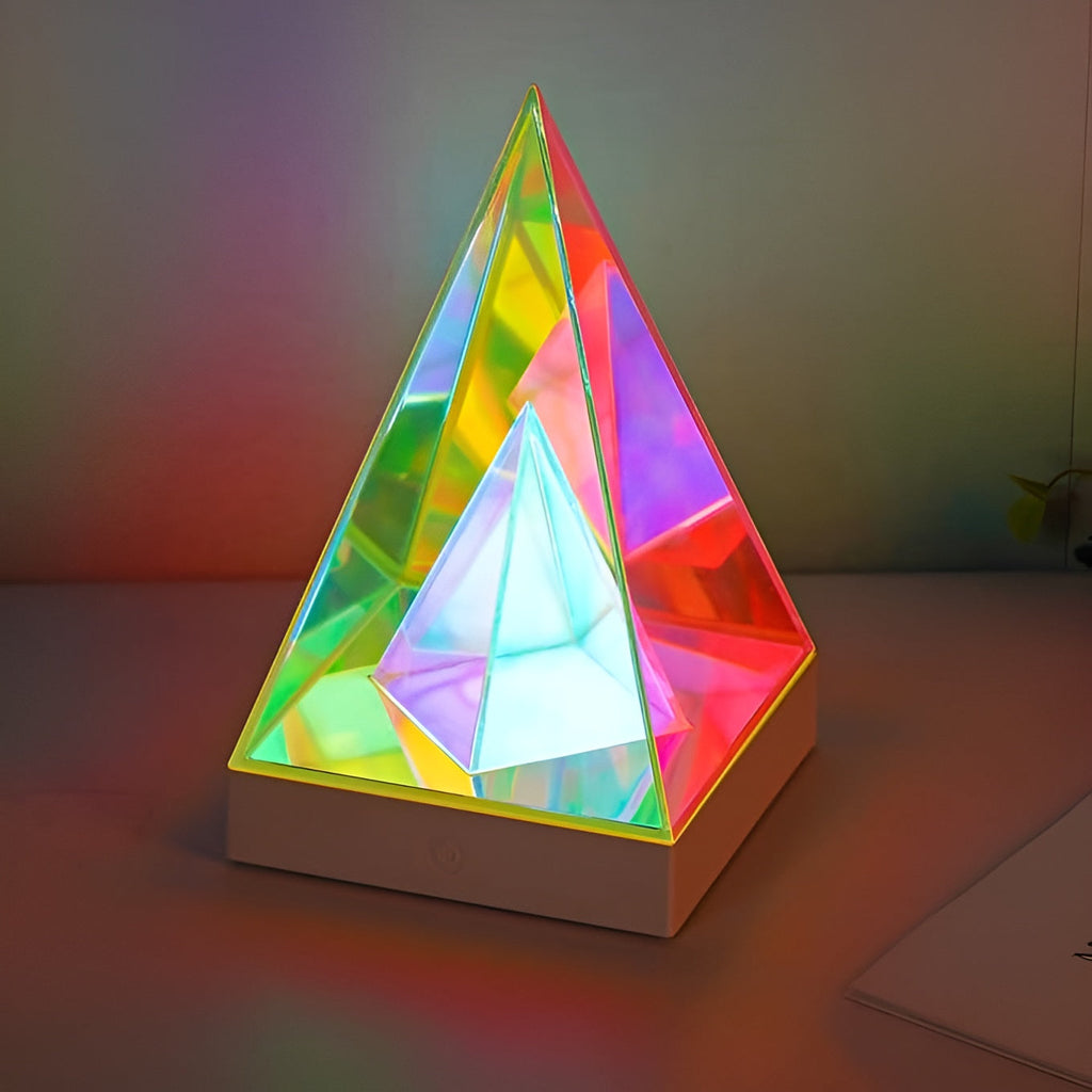 Crystal Light Pyramid — Mesmerizing Neon Color Display