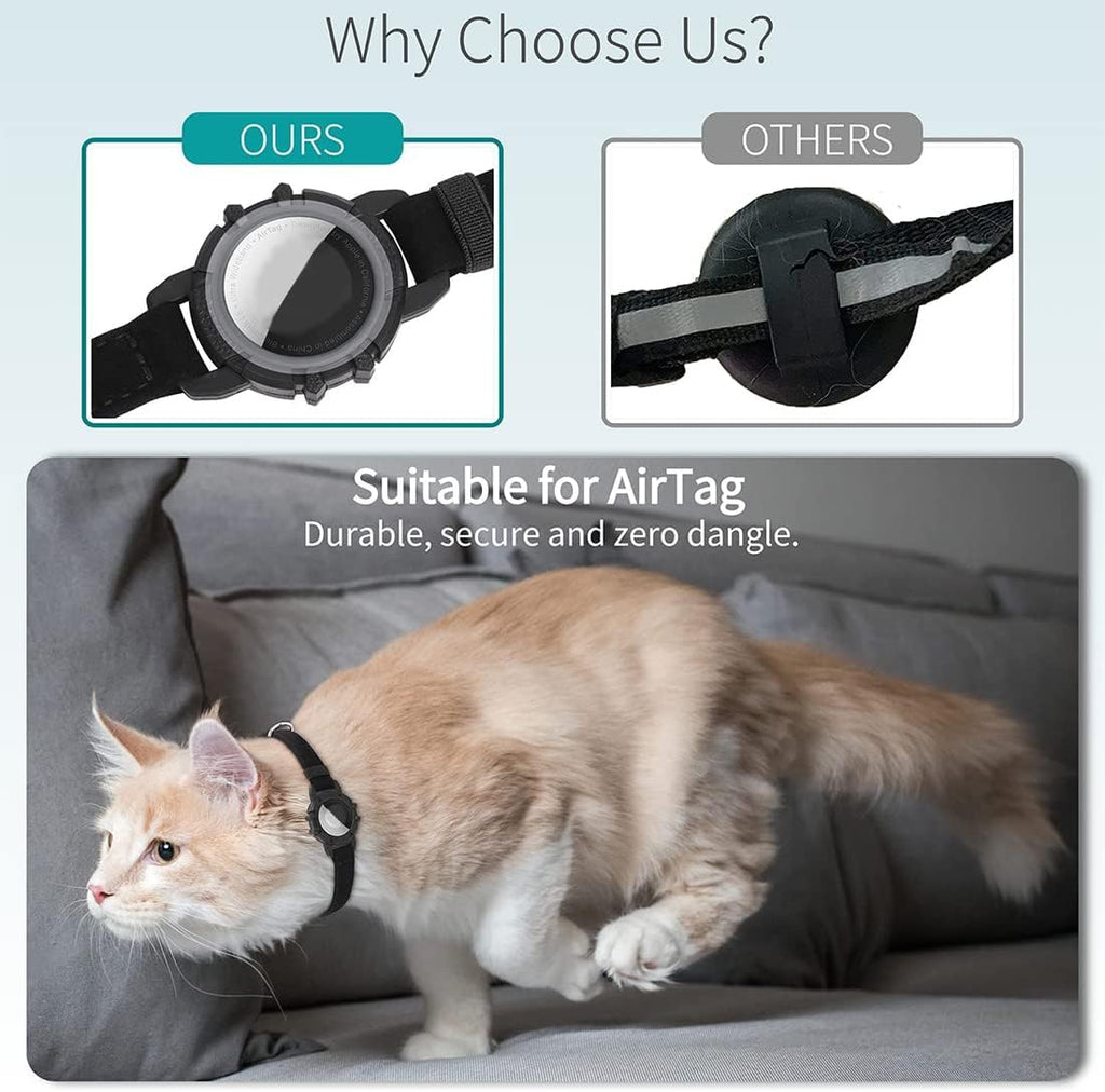 Reflective Quick-Release Cat GPS Collar — Durable Construction, Secure Fastening