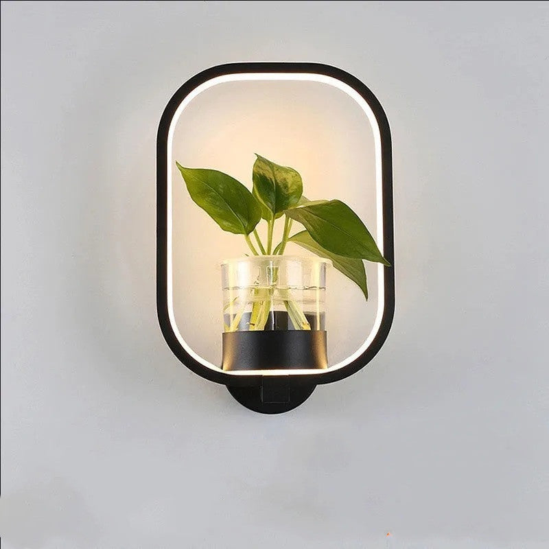 VerdantGlow Wall Light Planter Glass Plant Vessel Gallery Decor