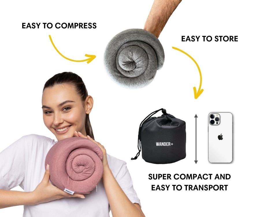 Memory Foam Travel Neck Pillow — Ergonomic Contour Fit, Compact Carry Size