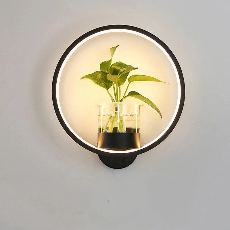 VerdantGlow Wall Light Planter Glass Plant Vessel Gallery Decor