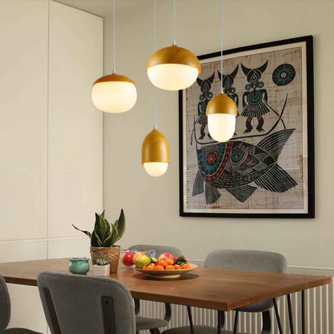 Ardena Handcrafted Walnut Pendant Light For Dining Table