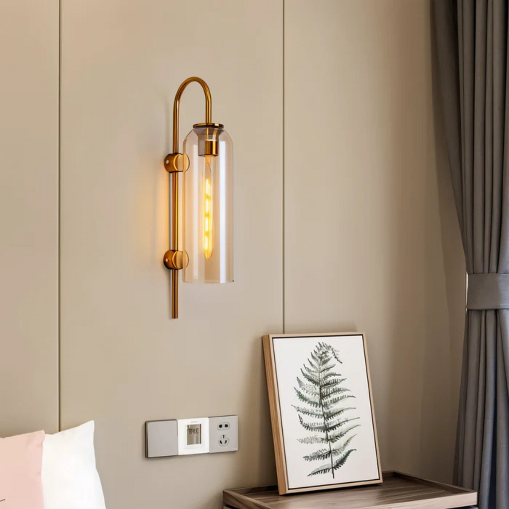 LumaClad Blue And White Smoked Glass Tube LED Wall Lamp