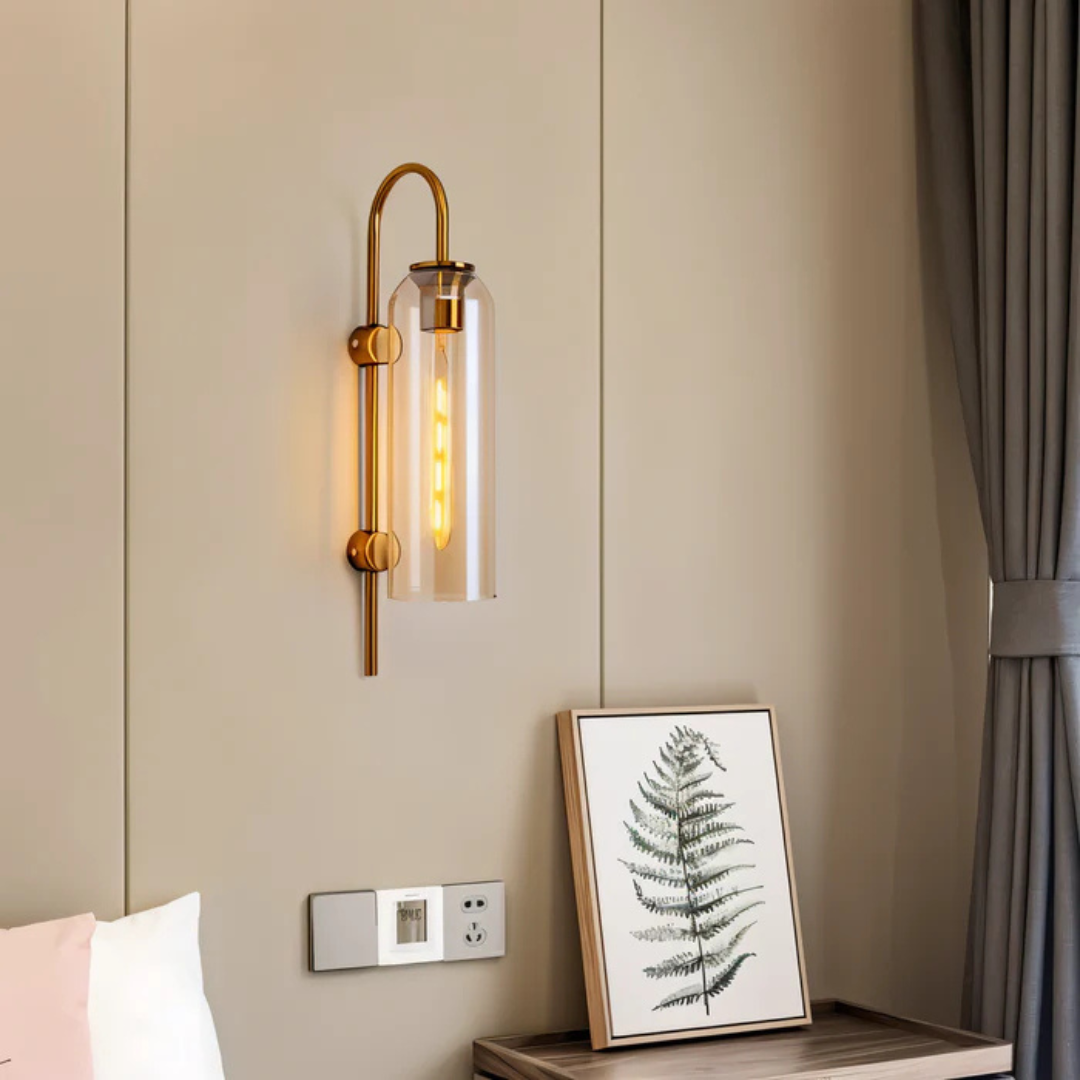 LumaClad Blue And White Smoked Glass Tube LED Wall Lamp