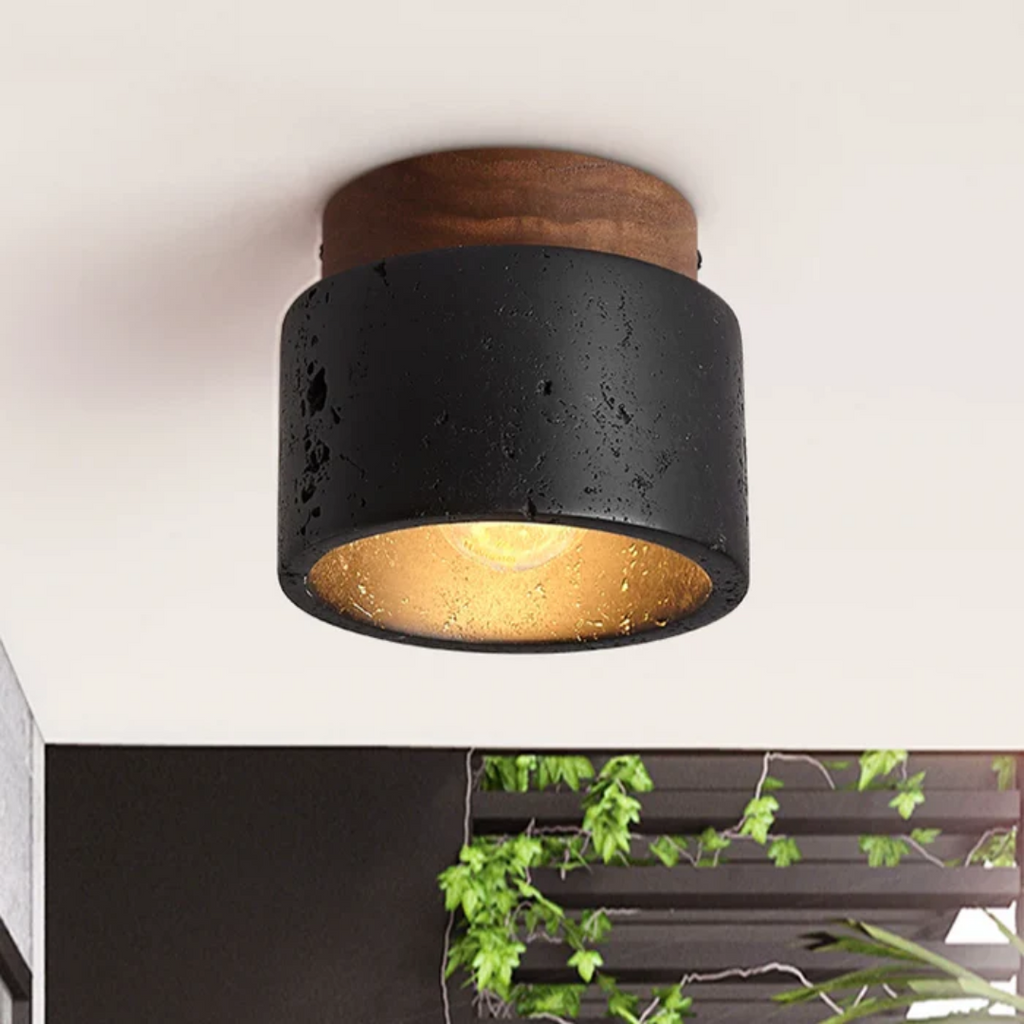 StoneVale Stone Look Ceiling Light For Hallways And Living Areas, 12 Cm Diameter