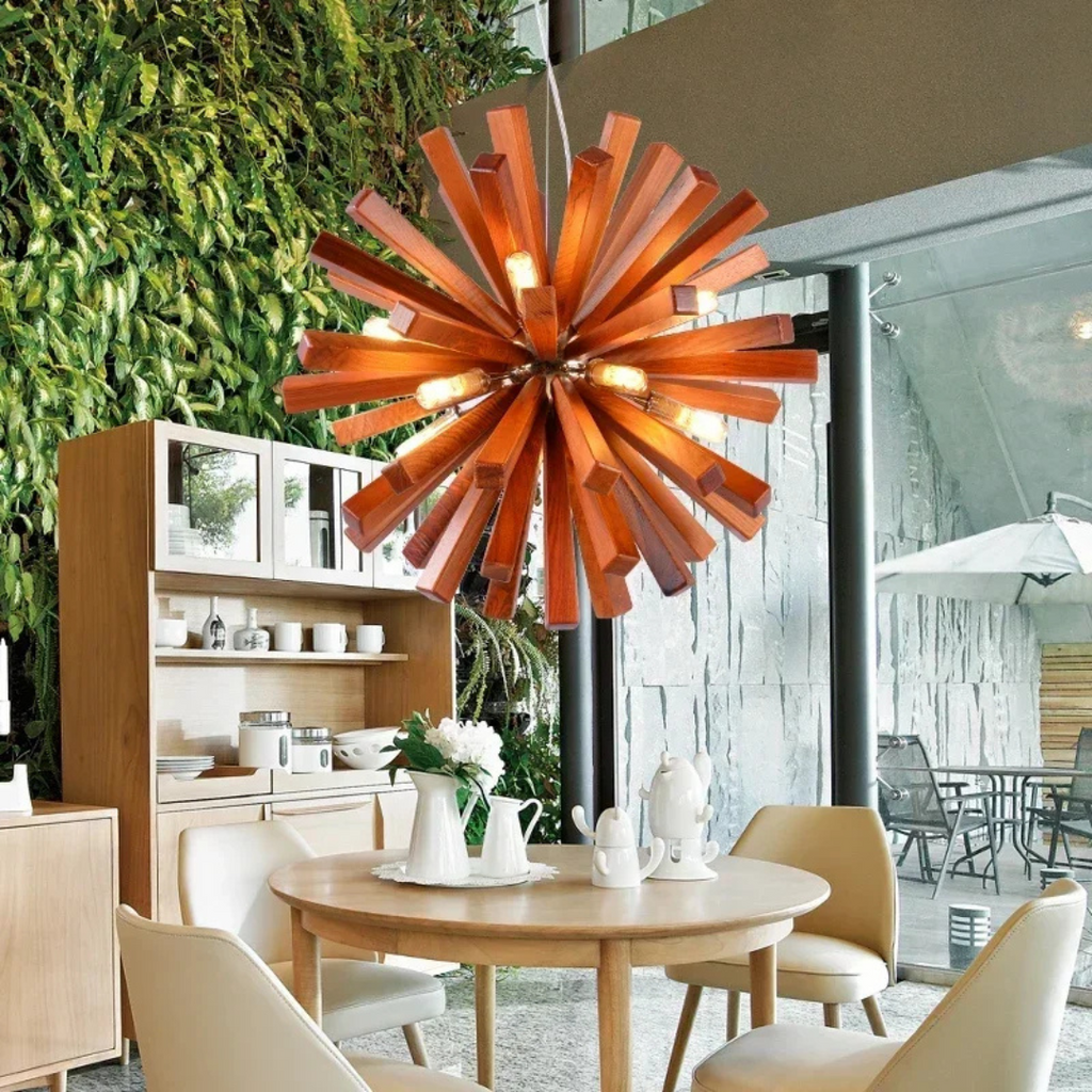 SylvaLume Wood Pendant Lamp With Warm Tone For Dining Rooms