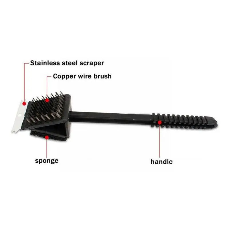 3 in 1 Barbecue Grill Brush with Scraper and Sponge | Filindra