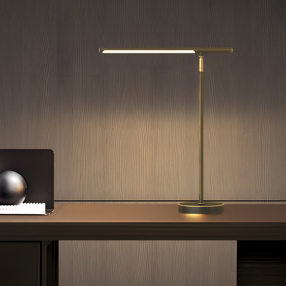 Lampada da scrivania lineare in ottone e rame con LED - Direzione della luce regolabile