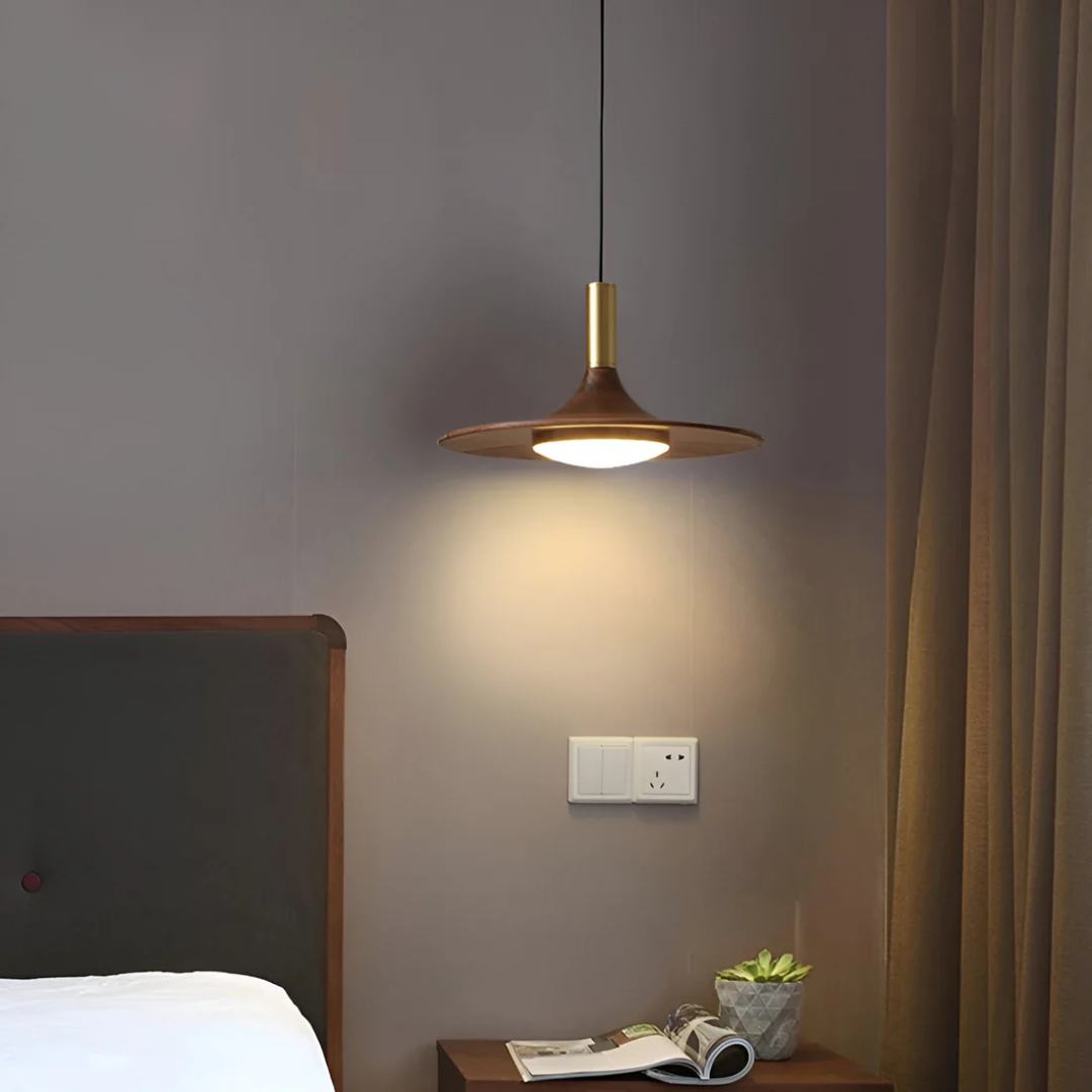 Kairo Walnut Pendant Light For Dining Areas In Nordic Style With Brass Accents