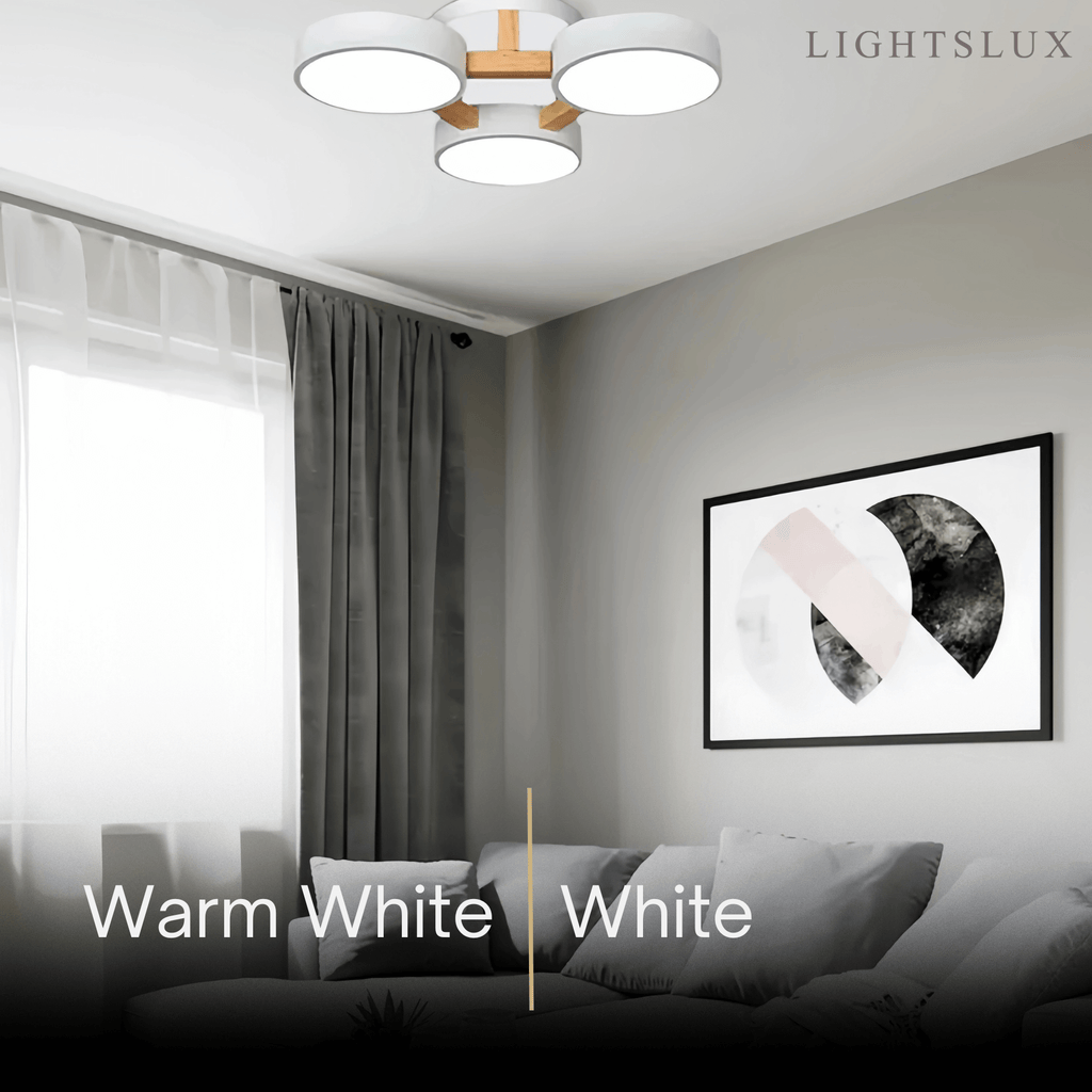 Modern Round Ceiling Light – 3-Color Fixture with Three Heads Bedroom - Flindria