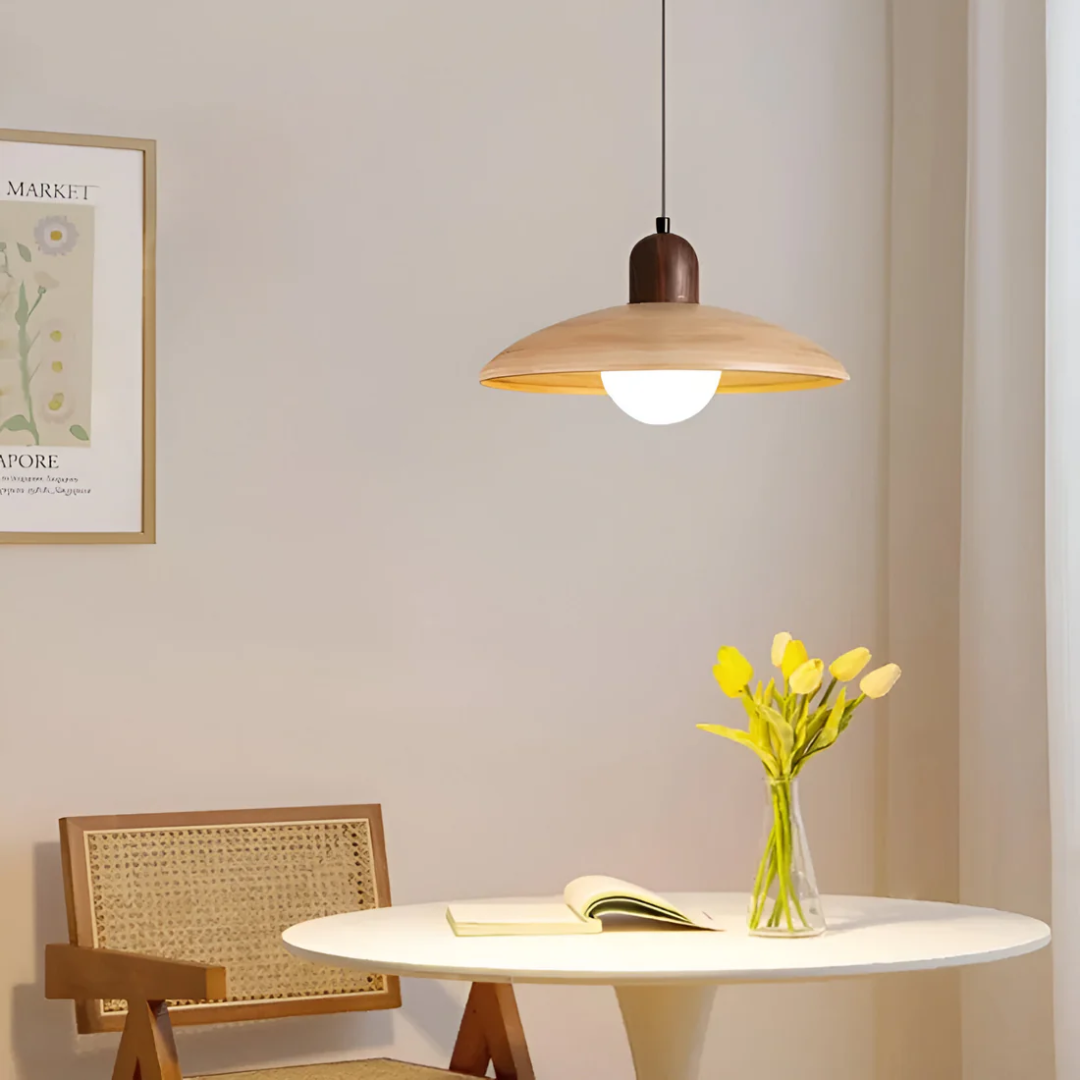 Kazumi Pendant Light In Walnut Wood Tone With Japanese Wabi Sabi Charm