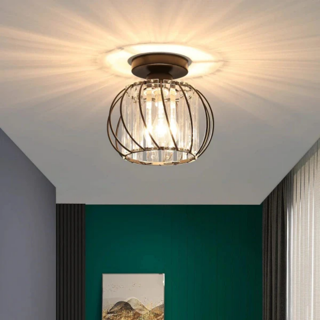 Luminária de teto em vidro AureliaGlow com brilho ambiente suave para salas de estar