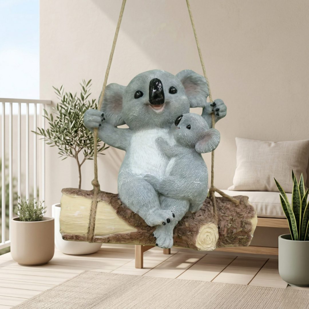 Koala Garden Swing Figurine — 4.5-Inch Miniature Sculpture