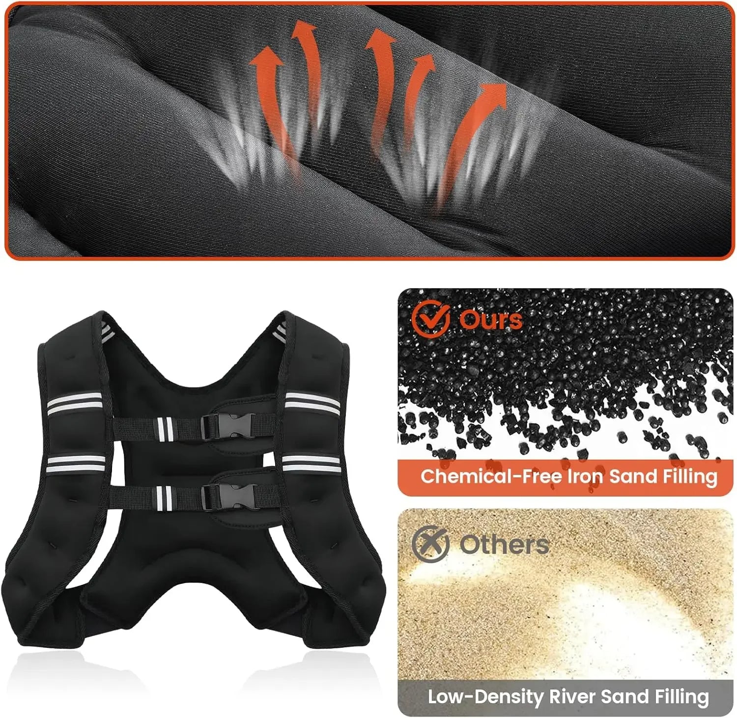 Adjustable Weighted Vest with Reflective Stripes | Filindra