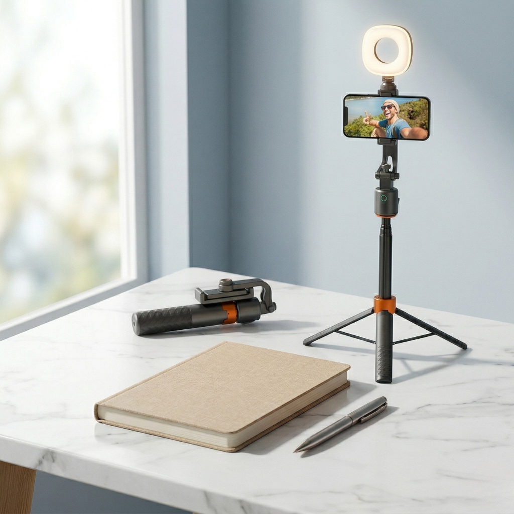 Smart Tracking Tripod — Hybrid Selfie Stick with Automatic 360° Rotation