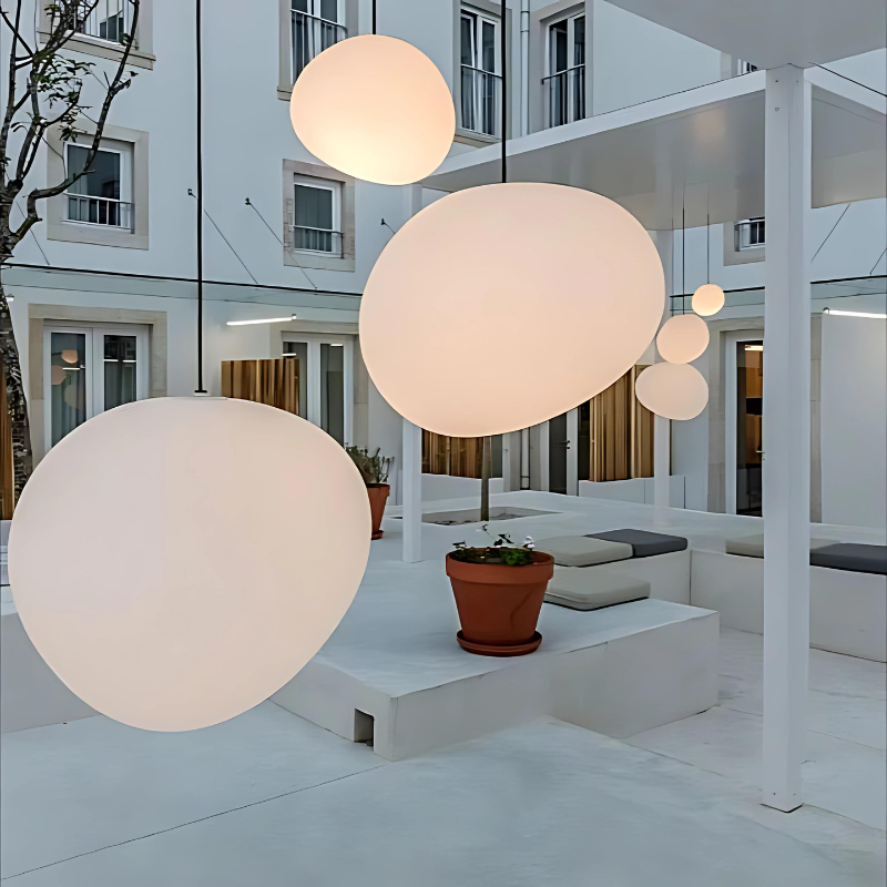 AstraGlow Pebble Shaped Glass Pendant Lamp For Dining Rooms