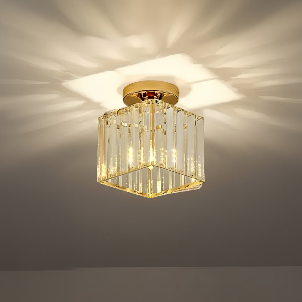 Modern Ceiling Lamp Metal/Crystal Design in Black/Gold/Silver for Bedroom - Flindria
