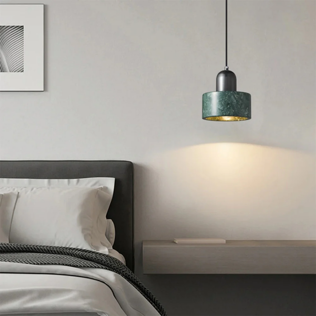 Kirrea Pendant Light In Marble With Brass Accents For Dining Rooms