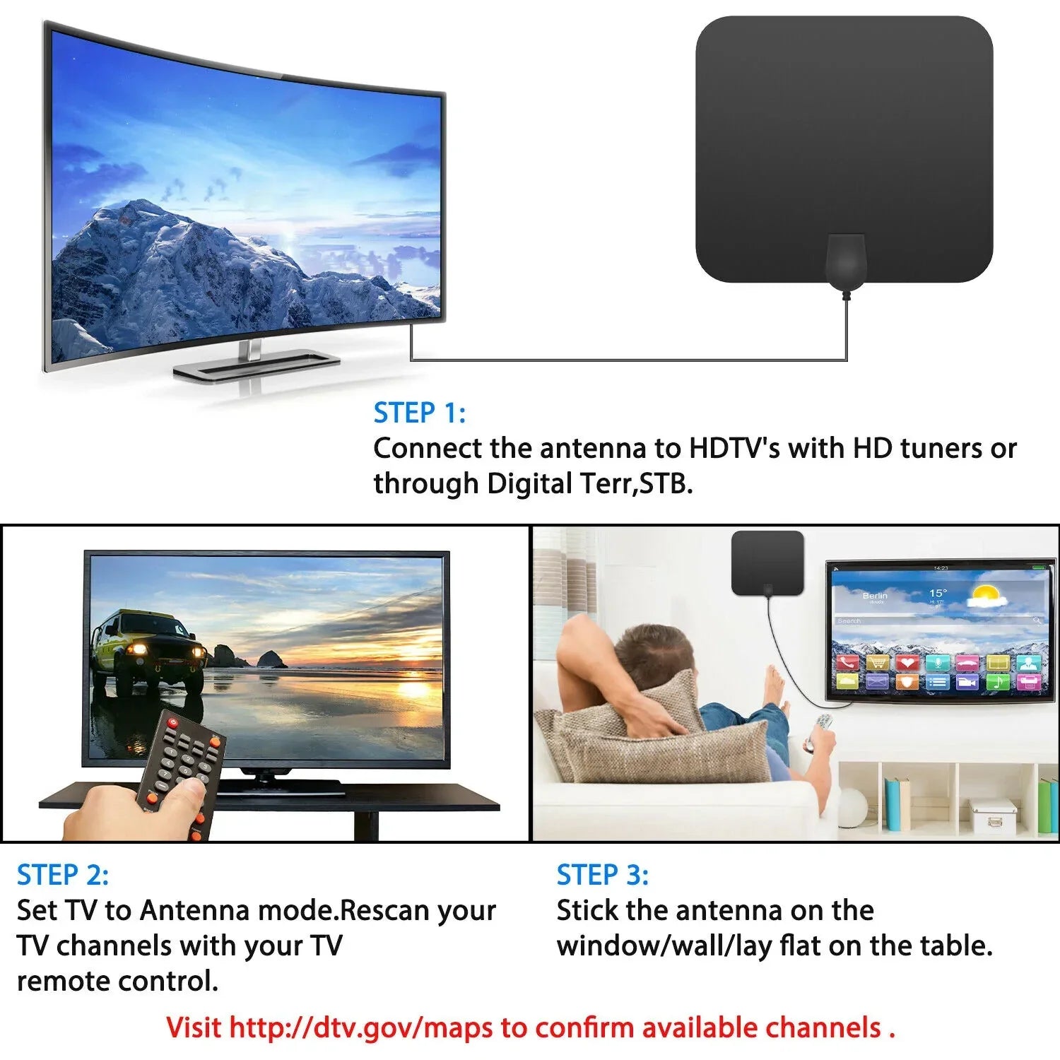 300 Miles Indoor Digital Amplified HDTV Antenna W/ Signal Booster | Filindra
