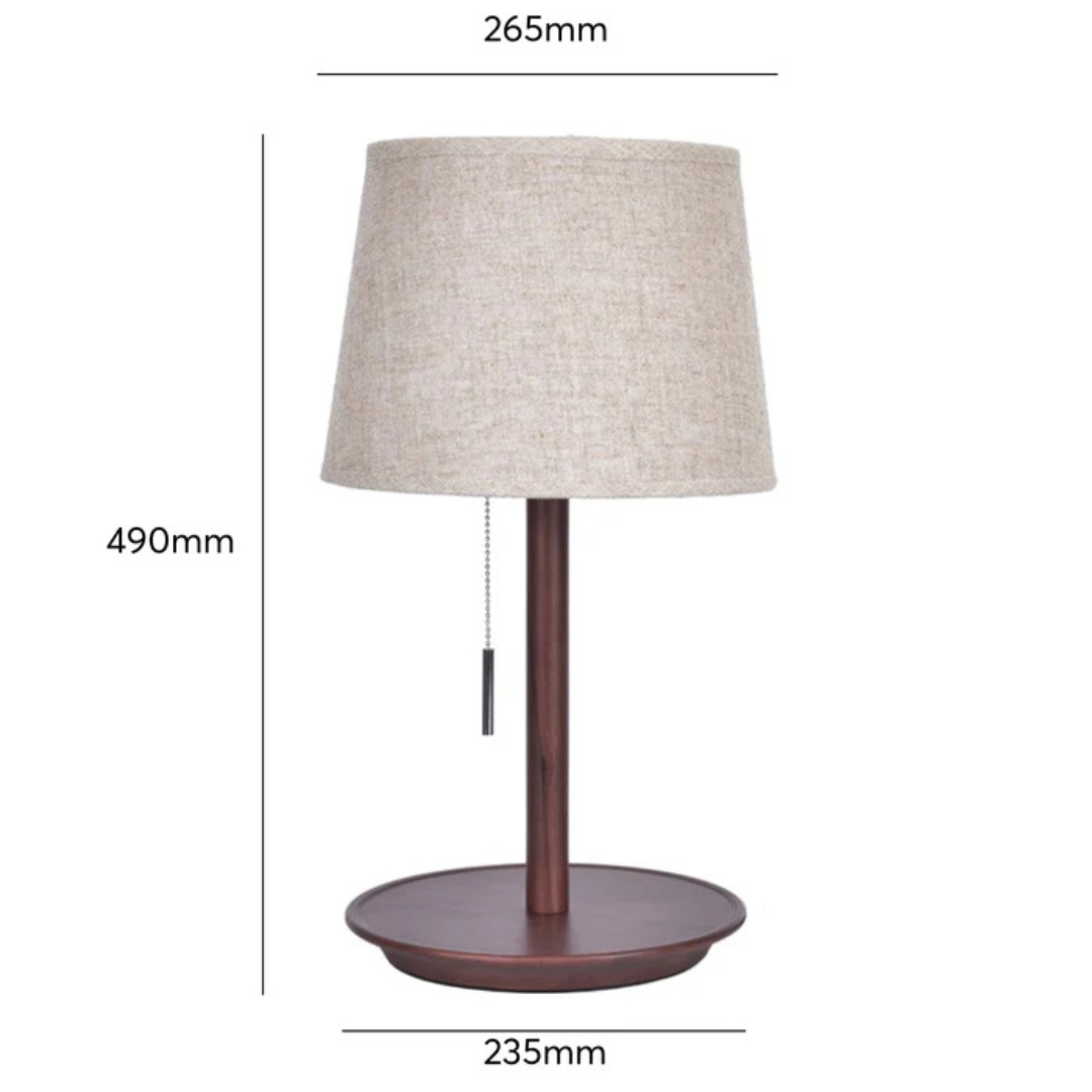 Orionyx LED Lampa Biurkowa Z Orzechowego Drewna Z Delikatnym Ciepłym Blaskiem