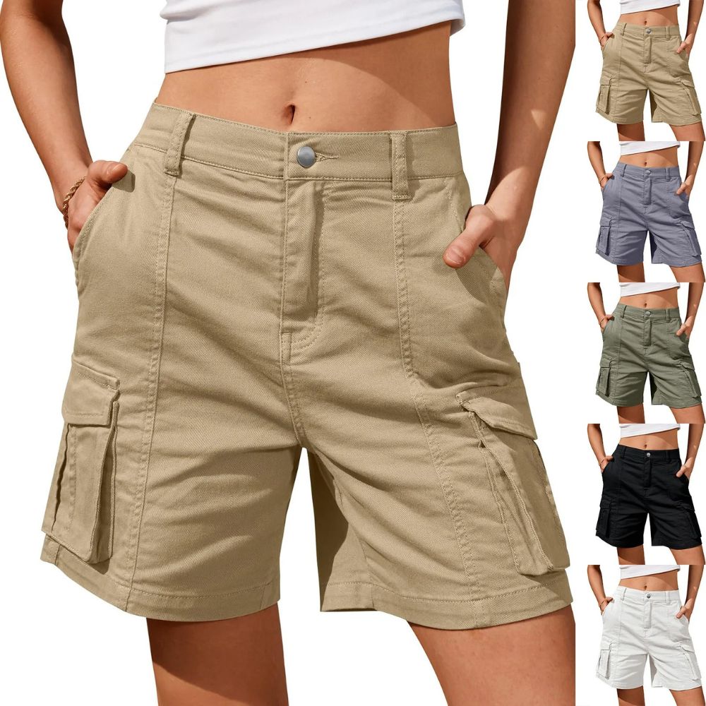 Womens Low Waist Long Work Cargo Shorts | Filindra