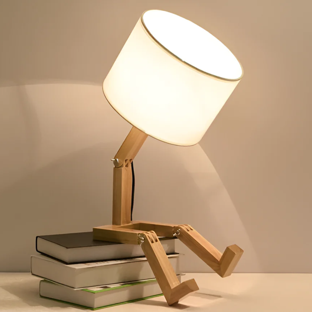 KairoBot Wooden Table Lamp With Adjustable Arms For Nightstand