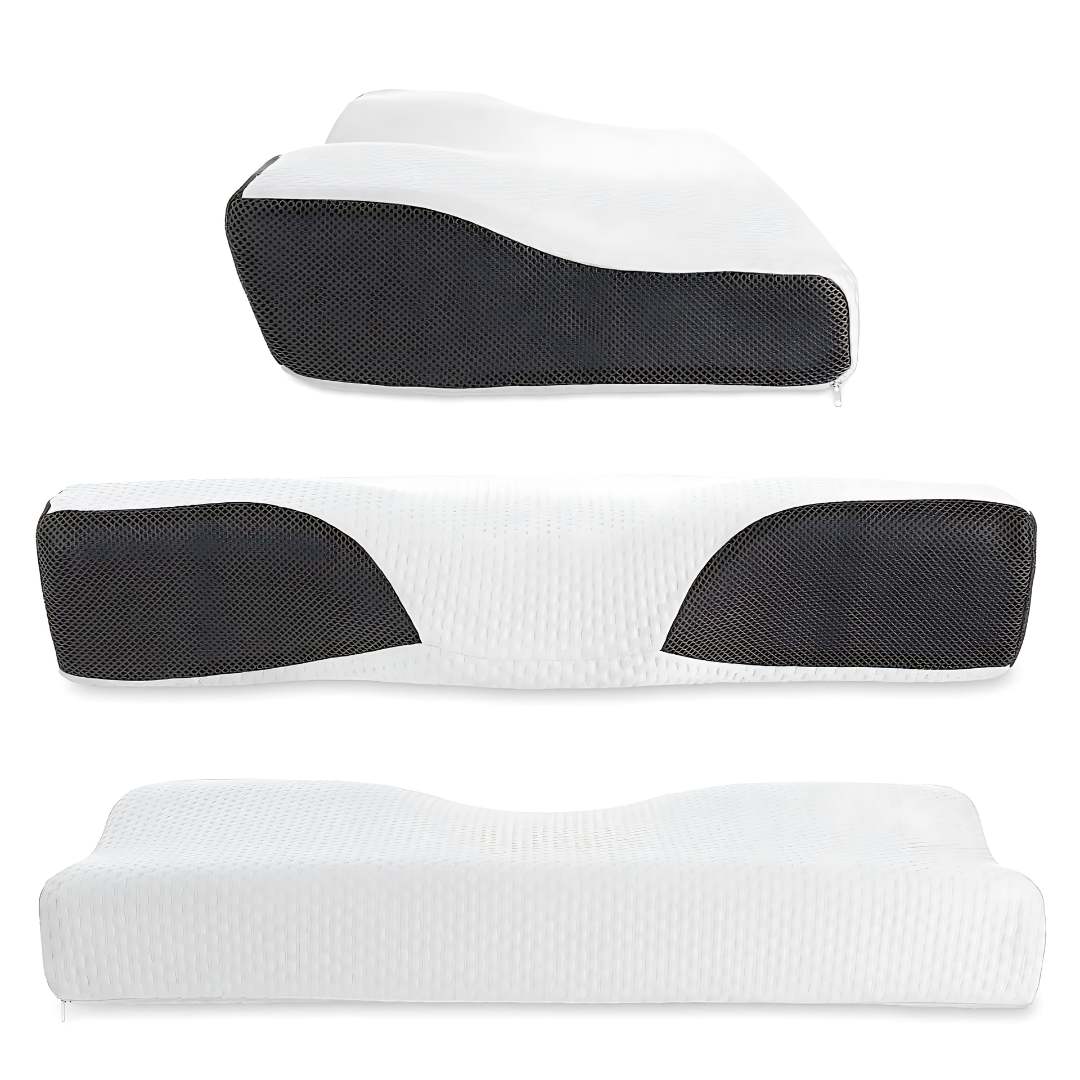 NexaRest Contoured Memory Foam Neck Pillow — Ergonomic Spinal Alignment