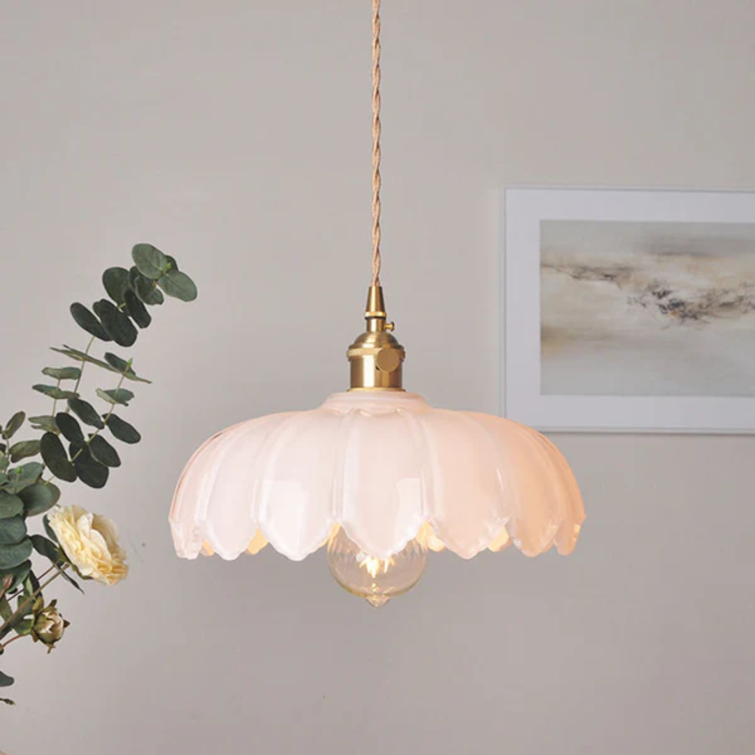 Aurelia Elegant Pendant Light With Floral Glass Accent For Indoor Spaces