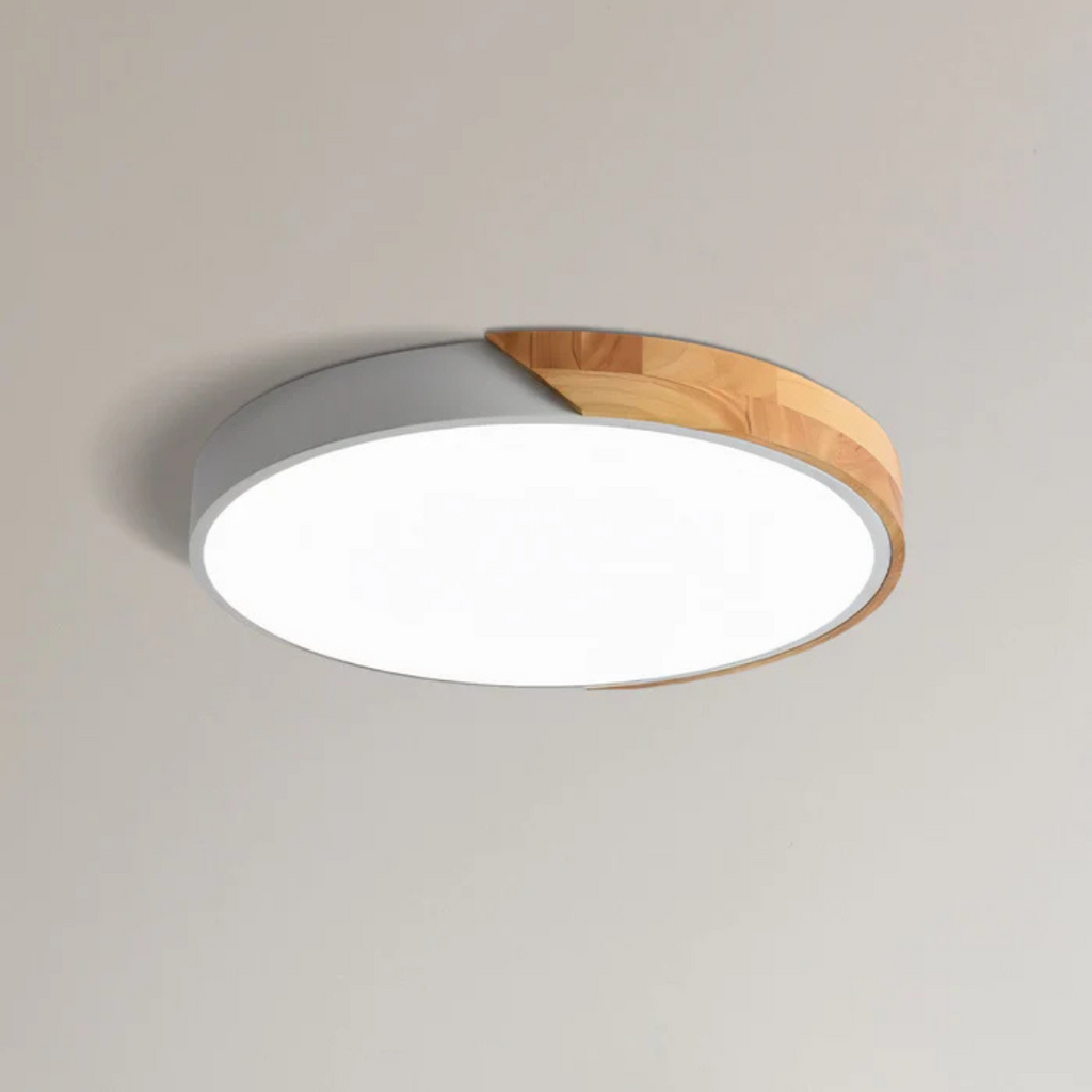 Wood Ceiling Light — Scandinavian Style, Warm LED Glow